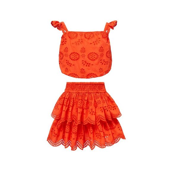 Change Of Scenery Girls2Pc Bryn Top & Skirt Set Red